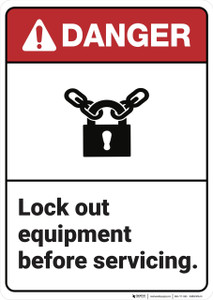 Danger: Lock Out Equipment ANSI - Wall Sign