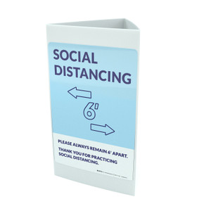 Social Distancing Please Always Remain 6' Apart with Icon Blue Portrait - Tri-fold Sign Social Distancing Please Always Remain 6' Apart with Icon Blue Portrait - Tri-fold Sign