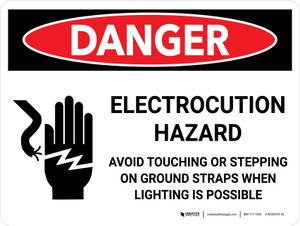 Danger: Electrocution Hazard Avoid Touching Landscape with Graphic - Wall Sign