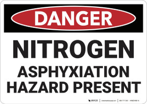 Danger: Nitrogen Asphyxiation Hazard Present - Wall Sign