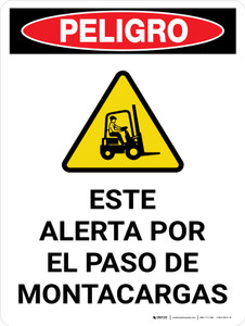 Danger: Look Out For Forklifts Spanish Portrait with Icon - Wall Sign