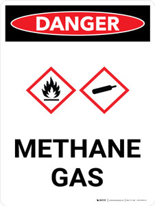 Danger: Methane Gas Portrait with Graphic - Wall Sign