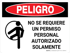 Danger: Non Permit Confined Space Spanish Landscape with Icon - Wall Sign