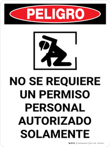 Danger: Non Permit Confined Space Spanish Portrait with Icon - Wall Sign