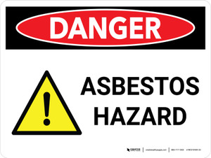 Danger: Public Health Asbestos Hazard Landscape with Graphic - Wall Sign