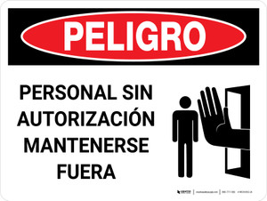 Danger: Unauthorized Personnel Keep Out Spanish Landscape with Icon - Wall Sign