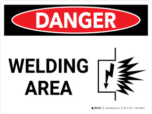Danger: Welding Area Landscape with Graphic - Wall Sign