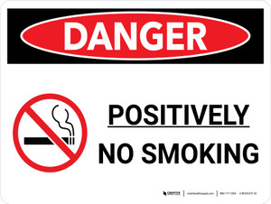 Danger: Positively No Smoking Landscape with Graphic - Wall Sign