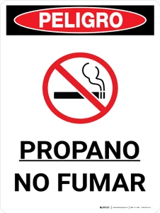 Danger: Propane No Smoking Portrait with Icon - Wall Sign
