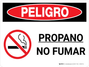 Danger: Propane No Smoking Spanish Landscape with Icon - Wall Sign