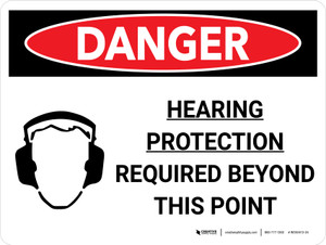 Danger: PPE Hearing Protection Required Beyond This Point Landscape with Graphic - Wall Sign