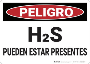 Danger: Hydrogen Sulfide May Be Present - Spanish - Wall Sign