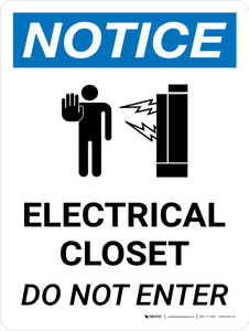 Notice: Electrical Closet Do Not Enter Portrait with Graphic