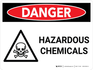 Danger: Hazardous Chemicals Landscape with Graphic - Wall Sign