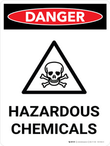 Danger: Hazardous Chemicals Portrait with Graphic - Wall Sign