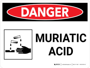 Danger: Muriatic Acid Landscape with Graphic - Wall Sign