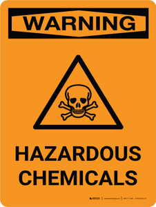 Warning: Hazardous Chemicals Portrait With Graphic - Wall Sign