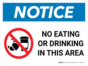Notice: No Eating or Drinking in This Area Landscape with Graphic