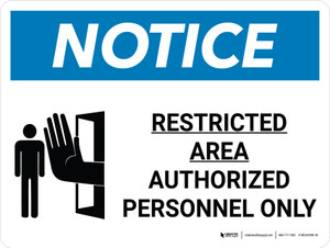 Notice: Restricted Area Authorized Personnel Only Landscape with Graphic