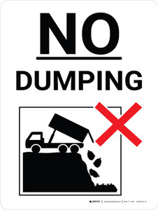No Dumping Black and White Portrait with Graphic - Wall Sign