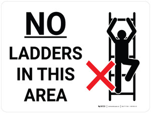 No Ladders In This Area Landscape with Icon - Wall Sign