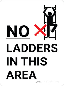 No Ladders In This Area Portrait with Graphic - Wall Sign