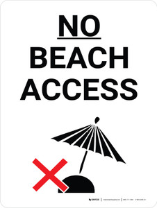 No Beach Access Portrait with Graphic - Wall Sign