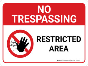No Trespassing: Restricted Area Landscape with Graphic - Wall Sign