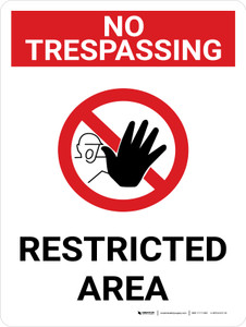 No Trespassing: Restricted Area Portrait with Graphic - Wall Sign