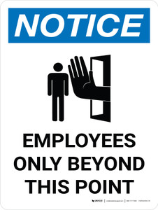 Notice: Employees Only Beyond This Point Portrait with Icon - Wall Sign