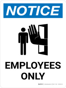 Notice: Employees Only Portrait with Icon - Wall Sign