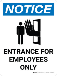 Notice: Entrance For Employees Only Portrait with Icon - Wall Sign