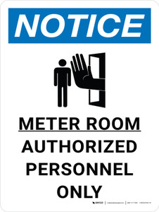 Notice: Meter Room Authorized Personnel Only Portrait with Icon - Wall Sign