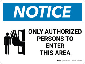 Notice: Only Authorized Persons to Enter This Area Landscape with Icon - Wall Sign