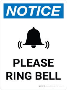 Notice: Please Ring Bell Portrait with Icon - Wall Sign