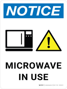 Notice: Microwave In Use Portrait with Icon - Wall Sign