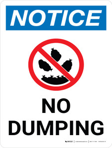 Notice: No Dumping Portrait with Icon - Wall Sign