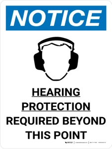 Notice: Hearing Protection Required Beyond This Point Portrait with Icon - Wall Sign
