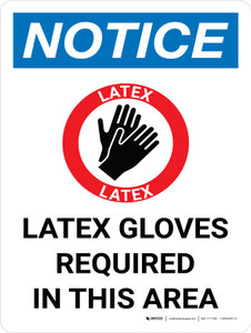 Notice: Latex Gloves Required In This Area Portrait with Icon - Wall Sign