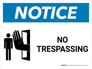 Notice: No Trespassing Landscape with Icon - Wall Sign