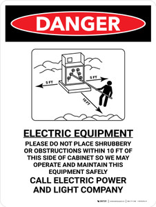Danger: Electric Equipment - Call Power And Light Company Portrait - Wall Sign