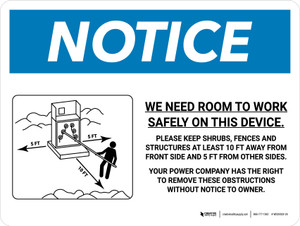 Notice: We Need Room To Work - Power Company Has Right To Remove Obstructions Landscape - Wall Sign