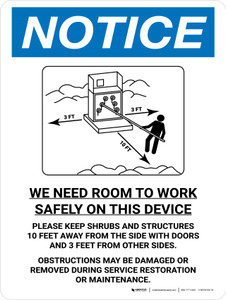 Notice: We Need Room To Work - Obstrucitons May Be Damaged Or Removed Portrait - Wall Sign