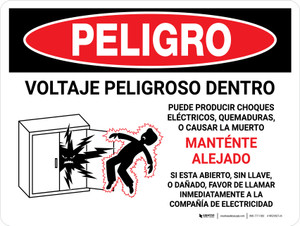 Danger: Hazardous Voltage Inside - Keep Out Spanish Landscape - Wall Sign