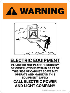 Warning: Electric Equipment - Call Electric Power And Light Company Portrait - Wall Sign