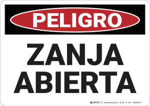 Danger: Open Pit - Spanish - Wall Sign