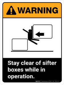 Warning: Stay Clear Of Sifter Boxes While ANSI Portrait - Wall Sign