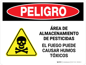 Danger: Pesticide Storage Area Fire Spanish Landscape - Wall Sign