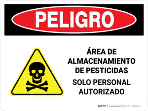 Danger: Pesticide Storage Area Personnel Only Spanish Landscape - Wall Sign