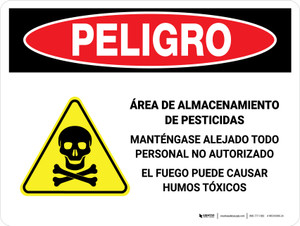 Danger: Pesticide Storage Unauthorized Keep Out Spanish Landscape - Wall Sign
